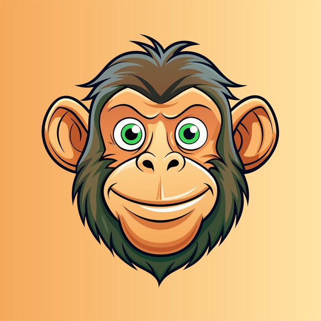 Chimpanzee face Cartoon Vector Icon Illustration Animal Nature Icon Concept Isolated