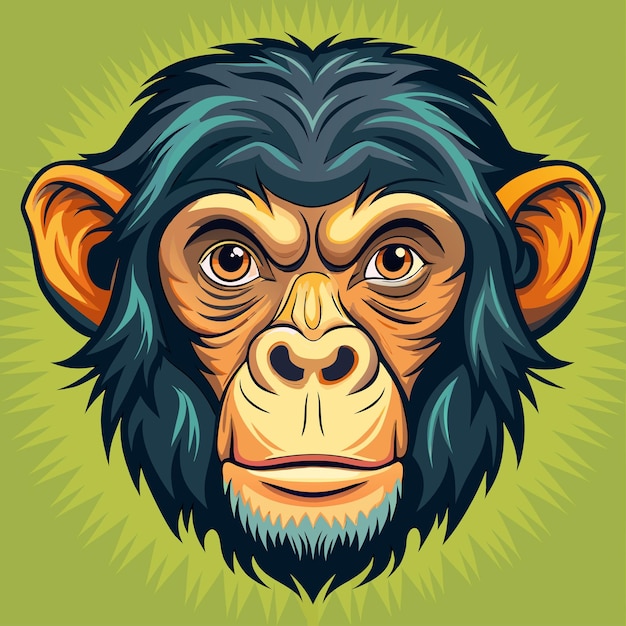 Chimpanzee face Cartoon Vector Icon Illustration Animal Nature Icon Concept Isolated