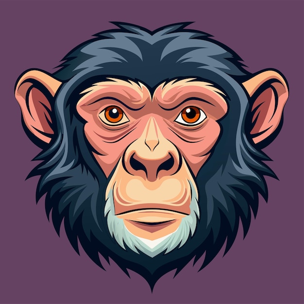 Chimpanzee face Cartoon Vector Icon Illustration Animal Nature Icon Concept Isolated