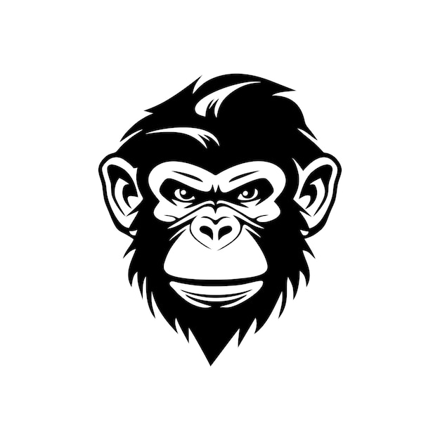 chimpanzee head logo in solid black color