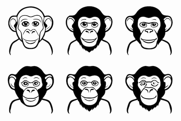 Vector chimpanzee line art