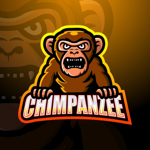 Chimpanzee mascot esport logo design