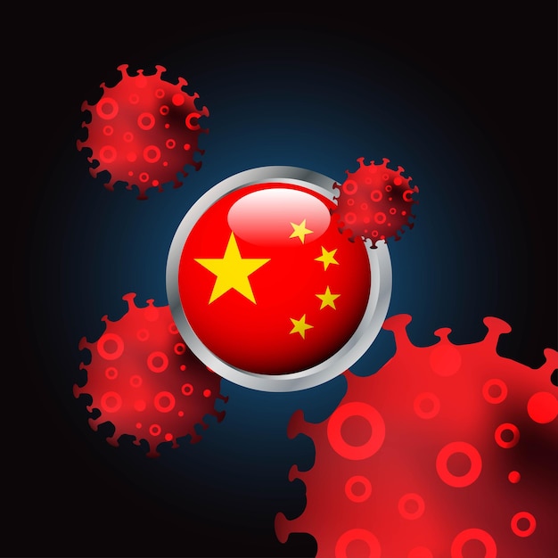 China flag with coronavirus illustration