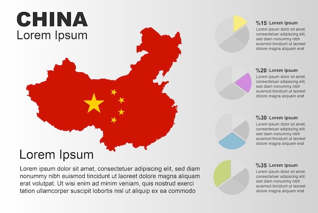 China infographic general use vector template with pie chart China country flag map with graphic