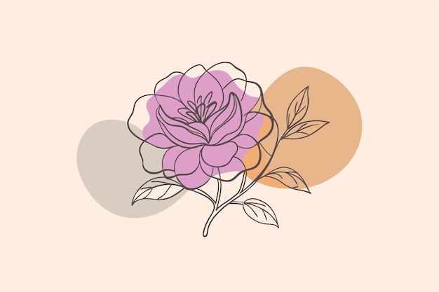 China Rose Line Art vector Illustration