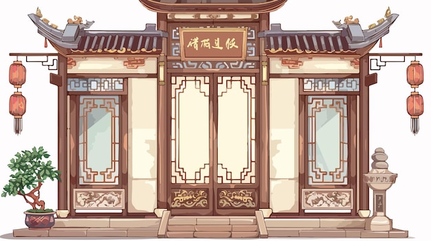 Vector china style window vector illustration handdrawn design