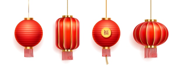 Chinatown lamp of paper silk cny lanterns set