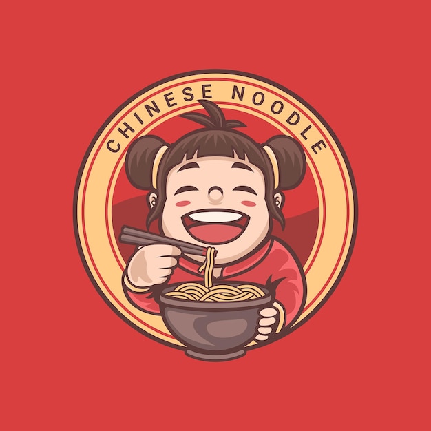 Chinese cartoon mascot of noodle shop logo