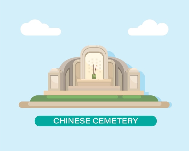 Chinese cemetery in buddist religion illustration vector