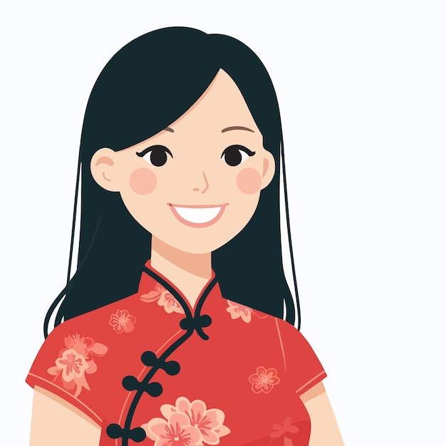 Vector chinese characters wearing traditional chinese clothing are cheerful with a flat design style