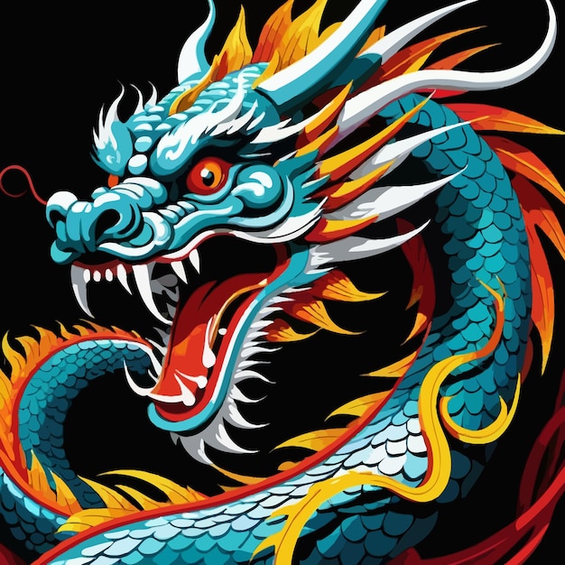 A chinese dragon cartoon drawing artwork vector