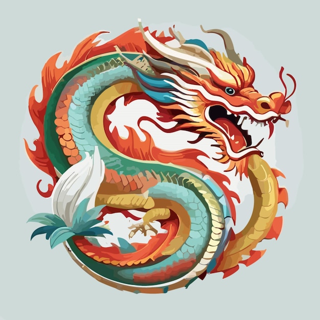 Chinese dragon flat design vector detailed cartoon