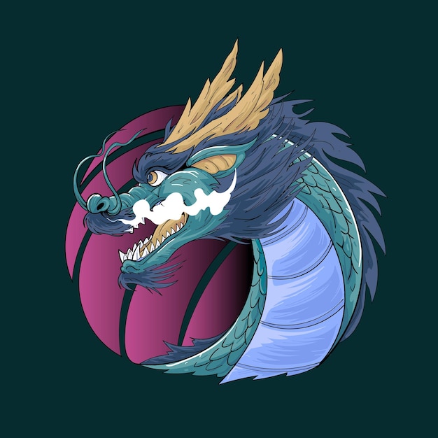 Chinese dragon head Illustration premium vector