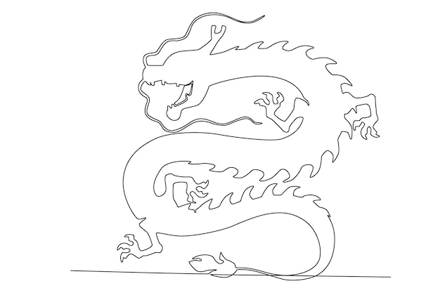 A Chinese dragon illustration one line art