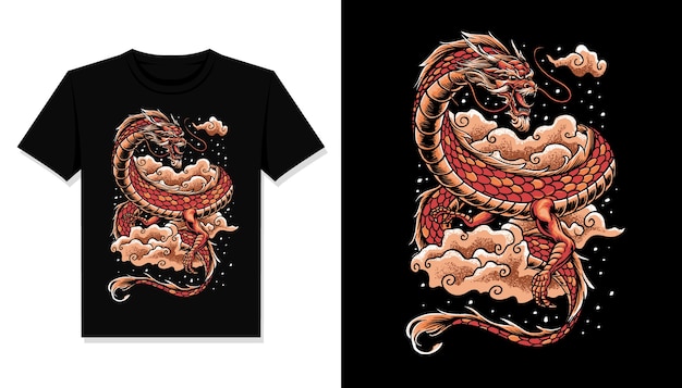 chinese dragon illustration t shirt 