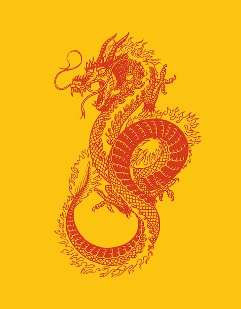 Chinese dragon. Mythological animal or Asian traditional reptile.