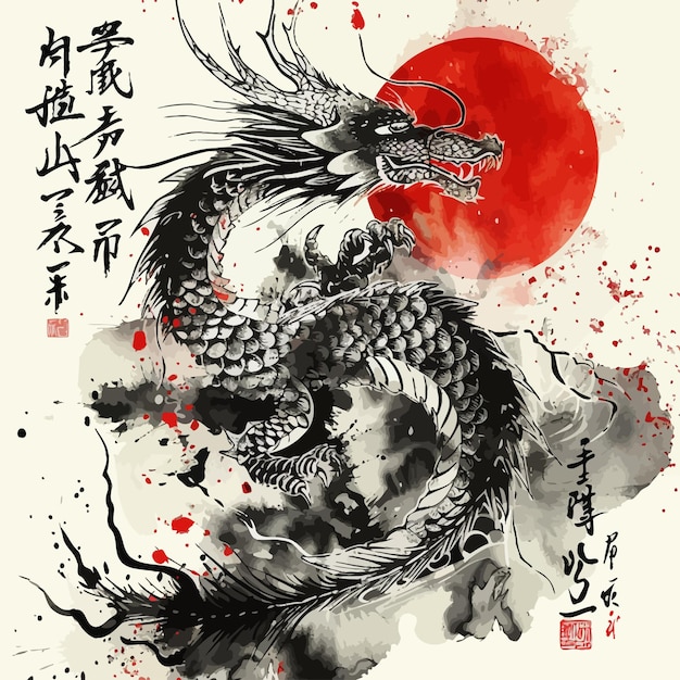 a chinese dragon with chinese writing on it