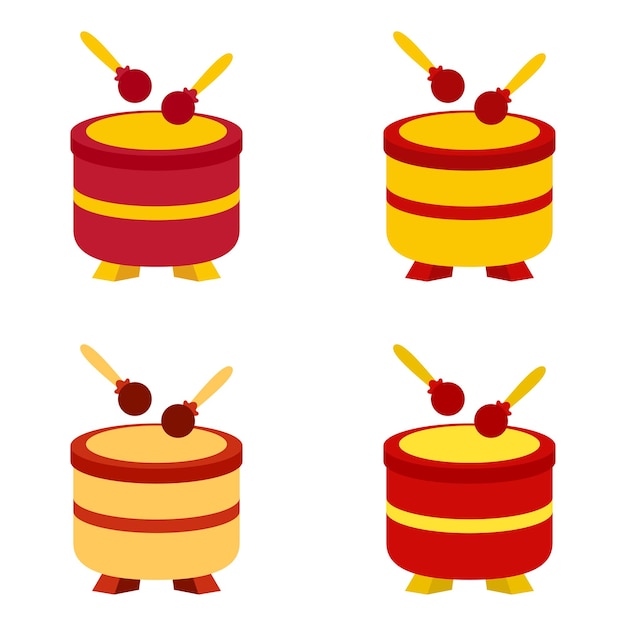 Chinese Drum in flat style isolated