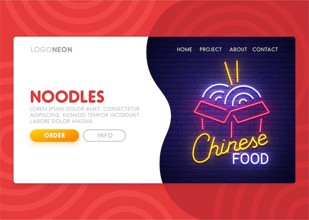 Vector chinese food landing page