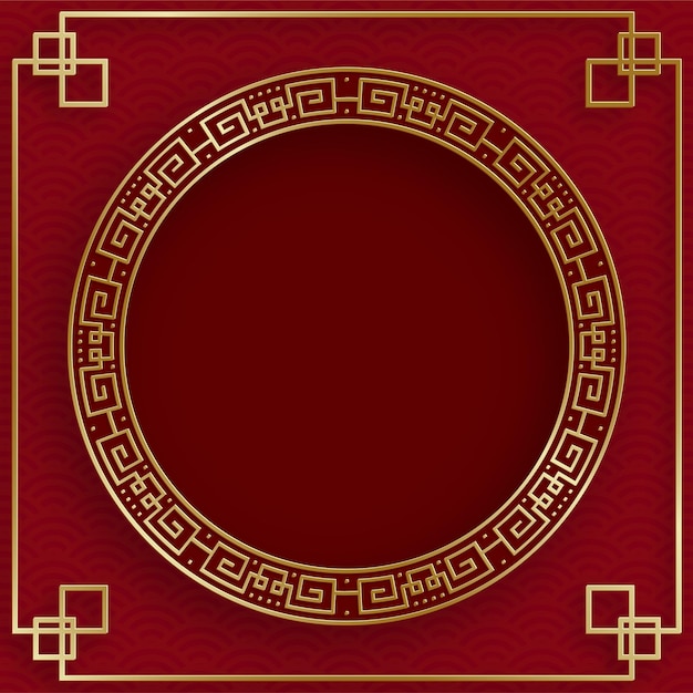 Chinese frame with oriental Asian elements on color background