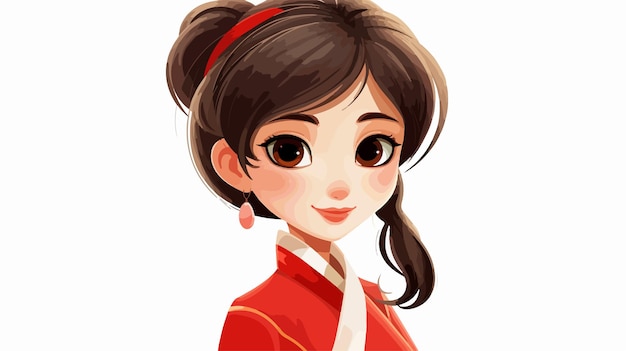 Chinese Girl Cartoon Vector Illustration