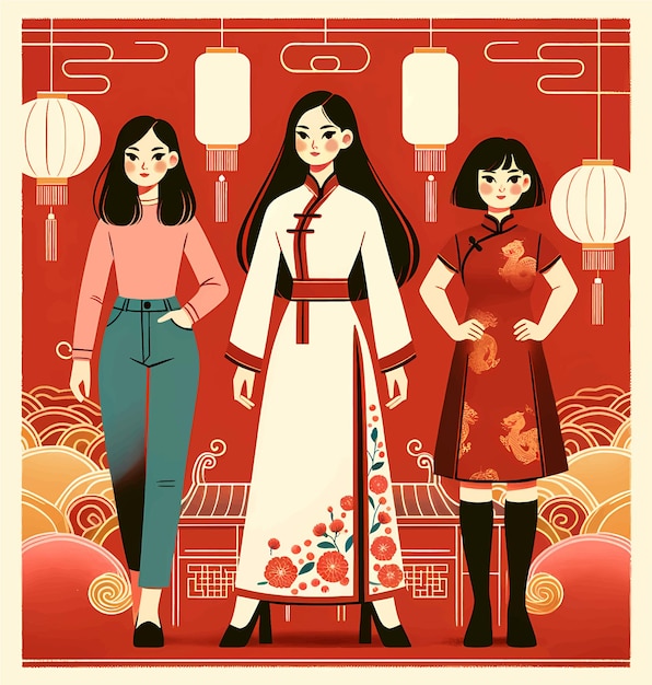 chinese girl illustration chinese festival poster designers geisha vector art cute geisha vector