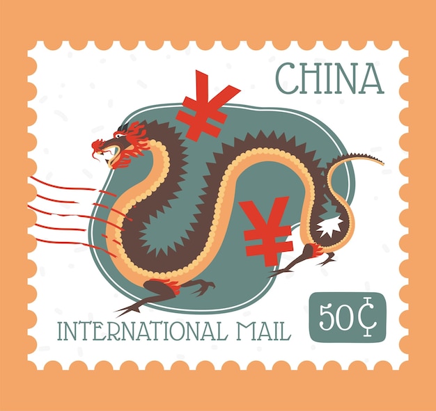 Chinese international mail postmark with dragon