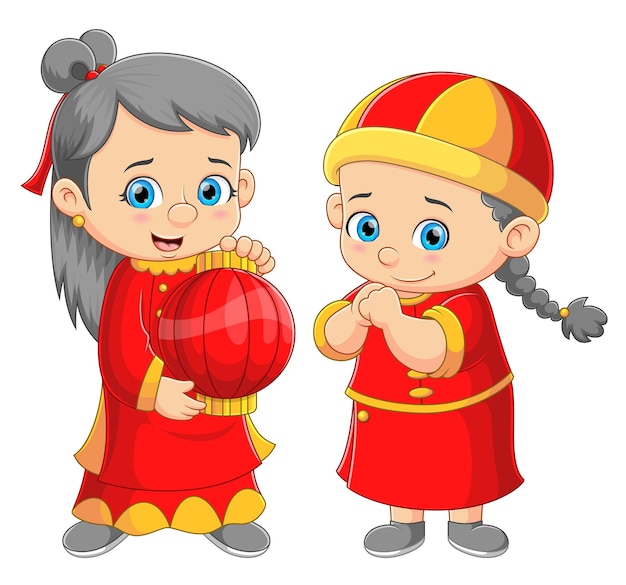 Chinese kids celebrating Chinese New Years