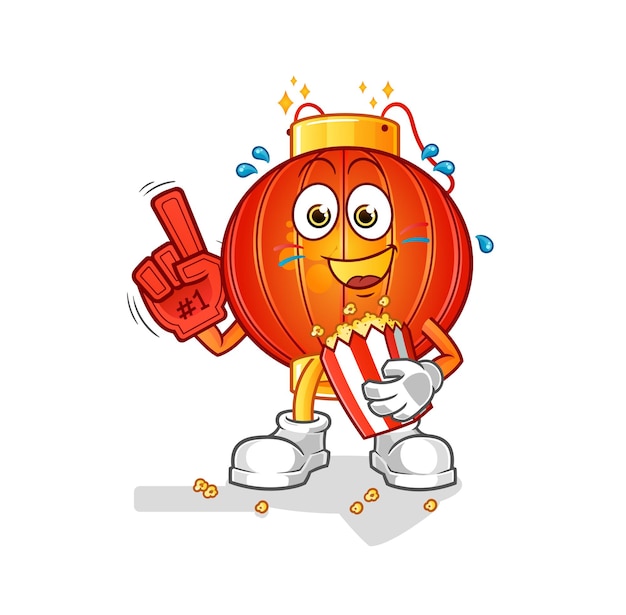 The Chinese lantern fan with popcorn character mascot