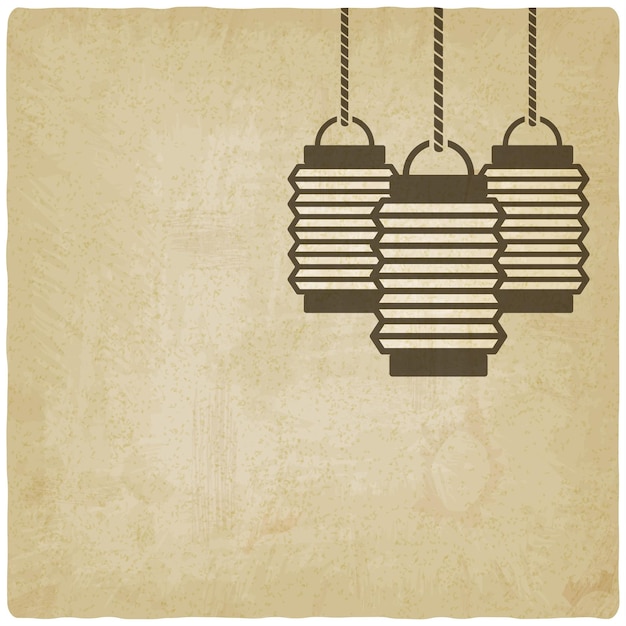 Vector chinese lanterns on vintage background