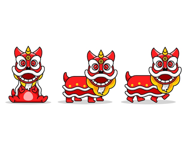 Chinese Lion Dance Cute Cartoon Character