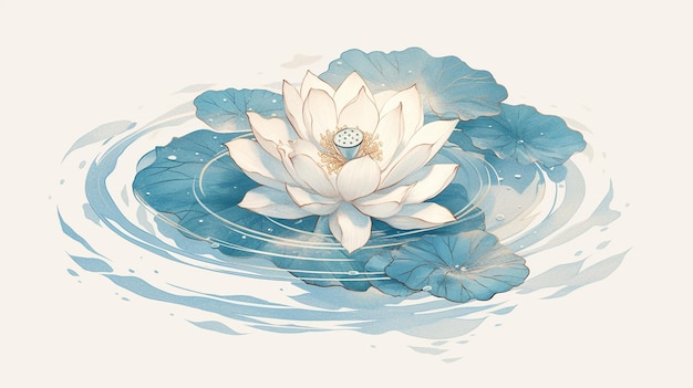 Vector chinese lotus pond patterns with tranquil water