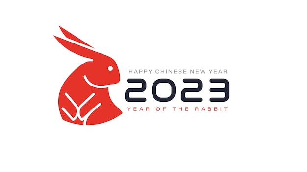 Chinese New Year 2023 icon logo concept with cute bunny character design