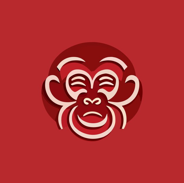 Chinese New Year 2023 Monkey zodiac sign on red color background