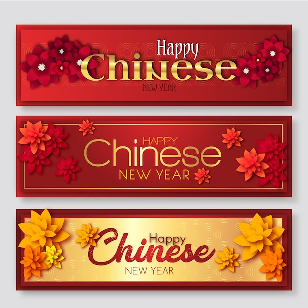 Chinese new year banners in paper style