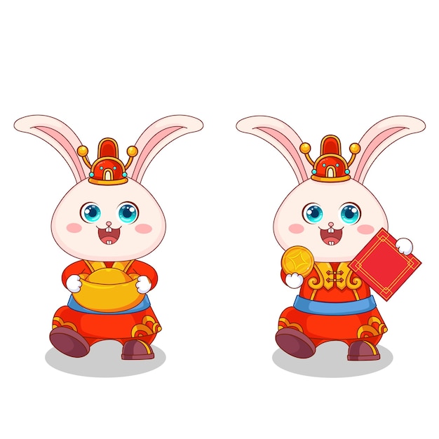 Chinese new year celebration with rabbit and gold bar