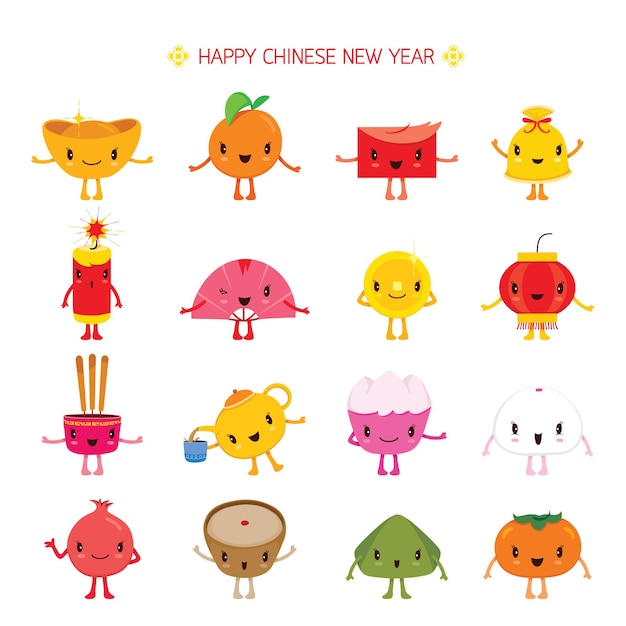 Chinese New Year Cute Cartoon Design Elements, Traditional Celebration, China