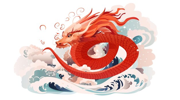 chinese new year of dragon icon zodiac sign for greeting card asian flyer invitation poster horizontal