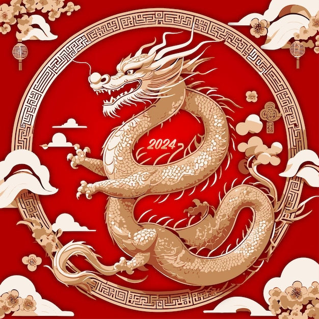 Chinese New Year Dragon Social Media Post 2024