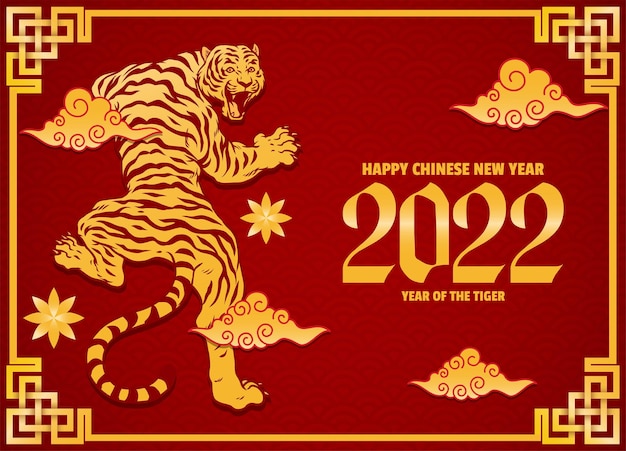 Chinese New Year Greeting Design with Tiger