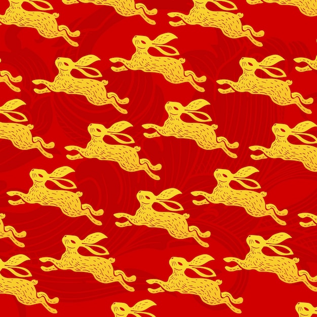 Chinese New Year Rabbit zodiac pattern