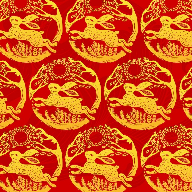 Chinese New Year Rabbit zodiac pattern