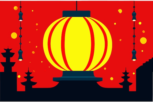 Vector chinese new year red 2d new year lantern red background with space for your copy vector