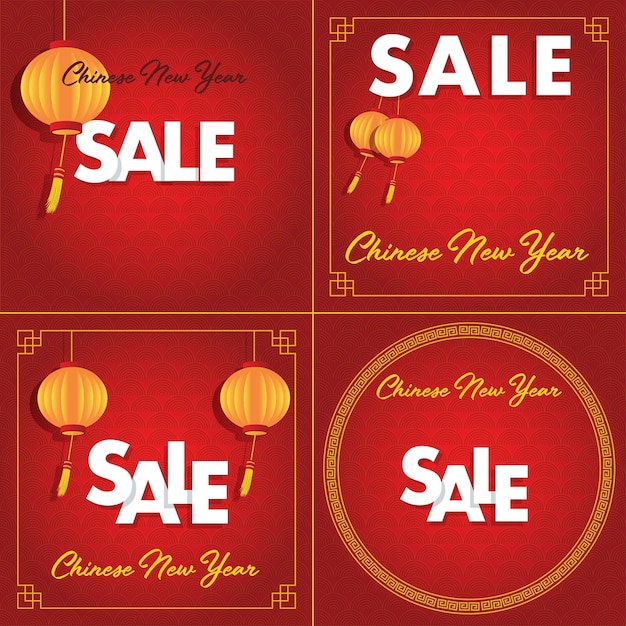 Chinese new year sale on red background with lantern