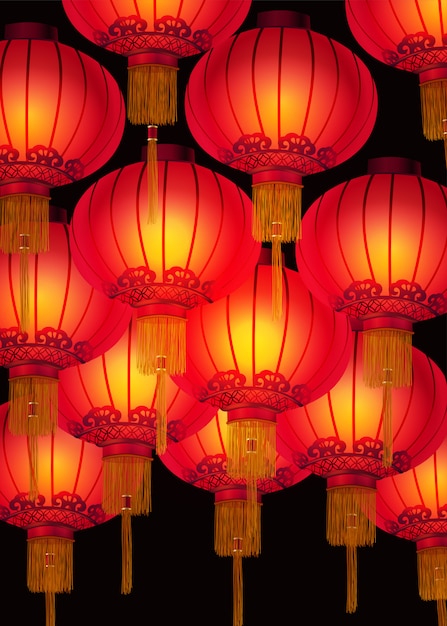 Chinese new year with lamps background.