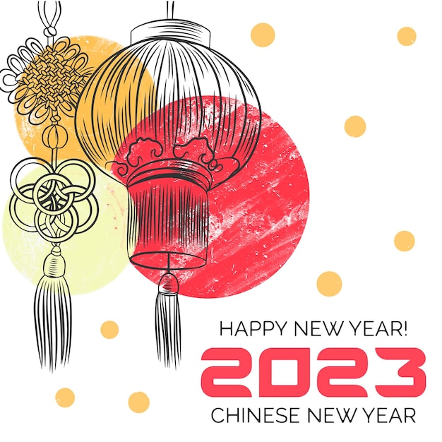 Chinese patterns and lanterns graphics decorations painted with a brush Chinese New Year