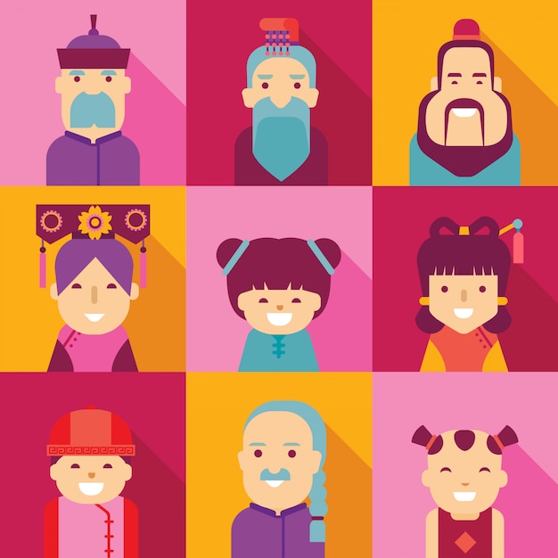 Chinese people cartoon character