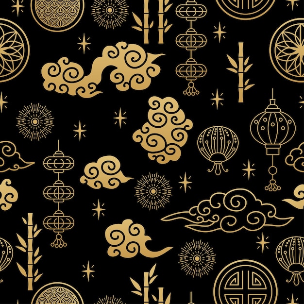 Chinese traditional oriental ornament background clouds pattern seamless