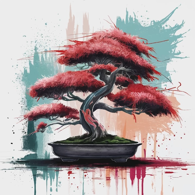 Vector chinese tree painting vector for t shirt or others