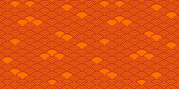 Chinese vector seamless pattern japanese background oriental texture orange wave ornament